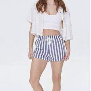 Forever 21 Striped Drawstring Twill Shorts